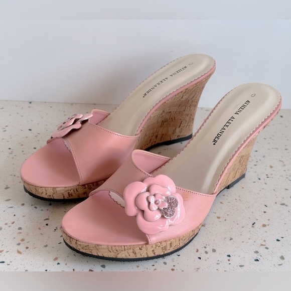 Athena Alexander‎ Pink Flower Wedge Sandals - Picture 4 of 9